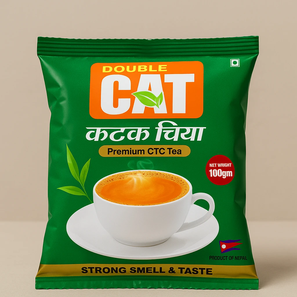 Double CAT Premium CTC Tea 100g (Sample or travel pack) - Ashish Food Packaging